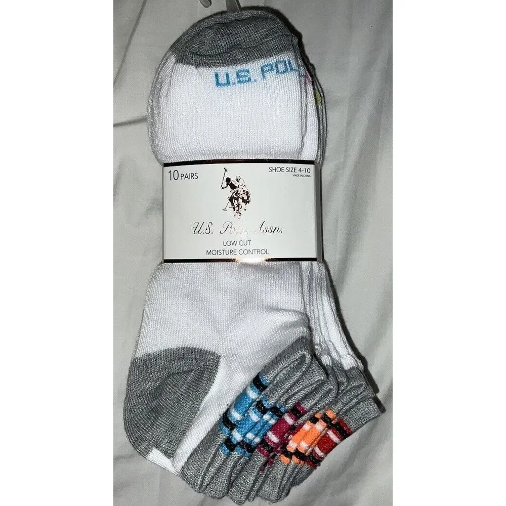 10 Pair of U.S. Polo Assn. Women's Low Cut Moisture Control‎ Socks